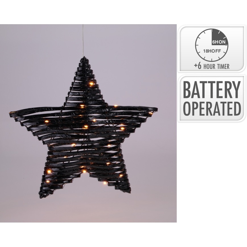 LED Weihnachtsdekoration 30xLED/3xAA 40 cm warmweiß Stern/schwarz