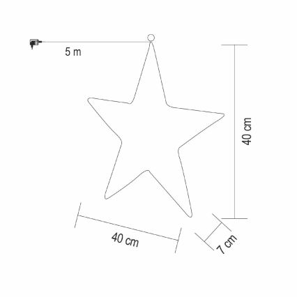 LED-Weihnachtsdekoration, 320 LEDs / 230 V, 45 cm, Stern, warmweiß