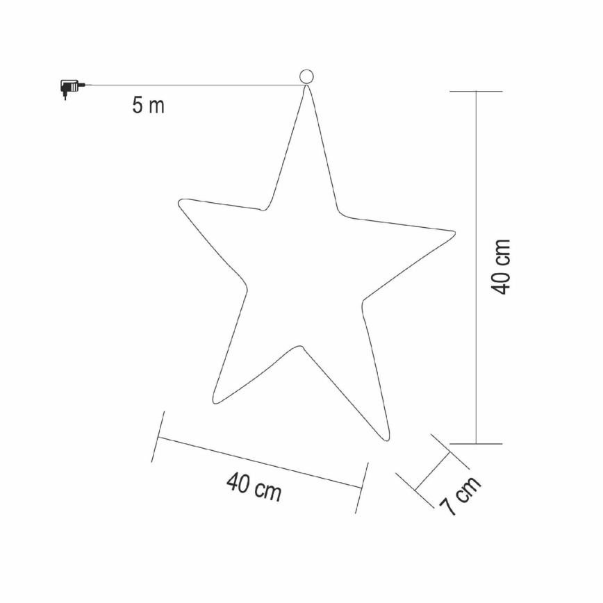 LED-Weihnachtsdekoration, 320 LEDs / 230 V, 45 cm, Stern, warmweiß