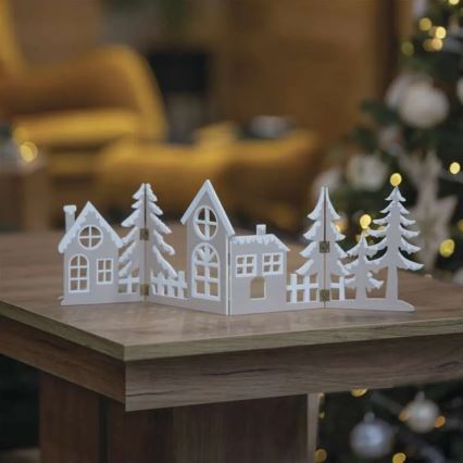 LED-Weihnachtsdekoration 40xLED/2xAA, warmweiß – Stadtmotiv