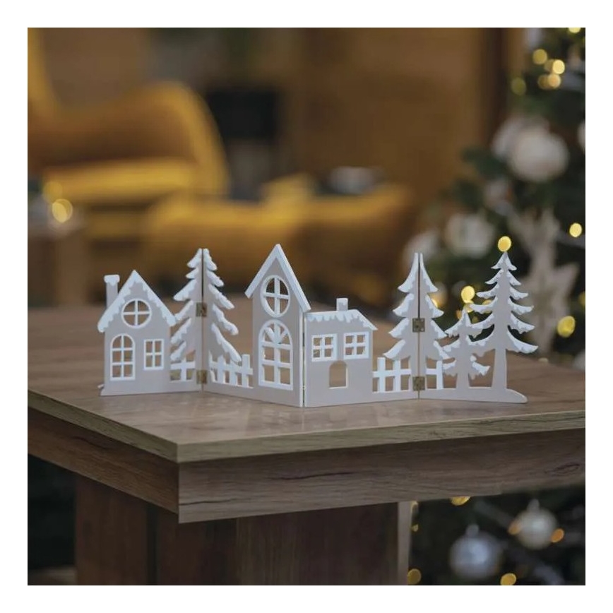 LED-Weihnachtsdekoration 40xLED/2xAA, warmweiß – Stadtmotiv