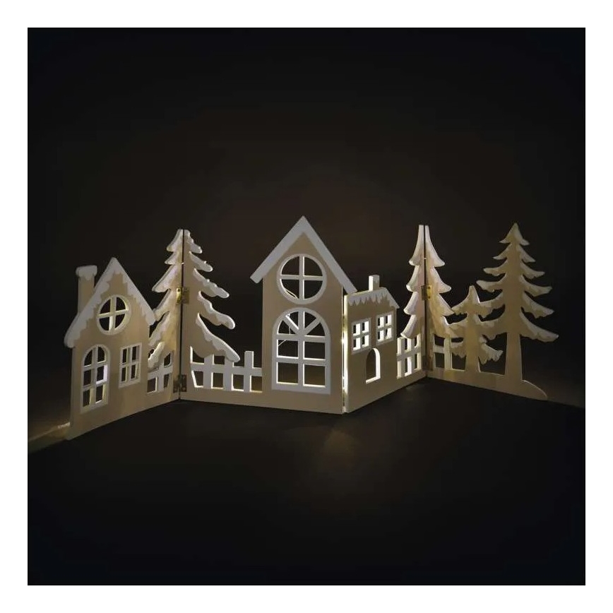 LED-Weihnachtsdekoration 40xLED/2xAA, warmweiß – Stadtmotiv