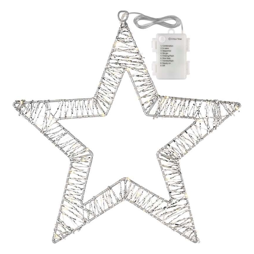 LED Weihnachtsdekoration 60xLED/3AA warmweiß Stern