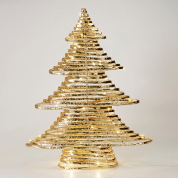LED Weihnachtsdekoration 60xLED/3xAA 60 cm warmweiß Tannenbaum/gold
