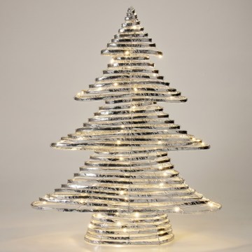 LED Weihnachtsdekoration 60xLED/3xAA 60 cm warmweiß Tannenbaum/silber