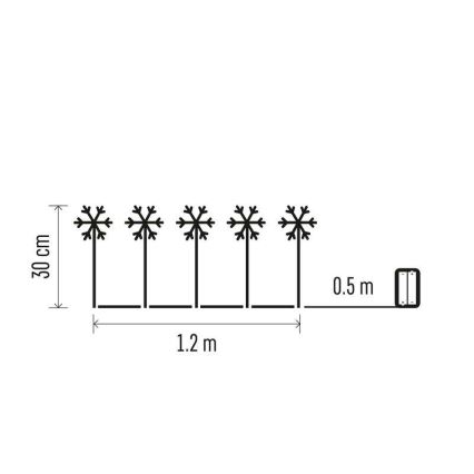 LED-Weihnachtsdekoration für den Außenbereich 5xLED/3xAA IP44 Schneeflocken