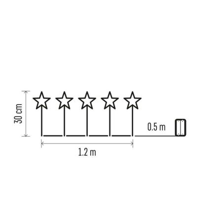 LED-Weihnachtsdekoration für den Außenbereich 5xLED/3xAA IP44 Sterne