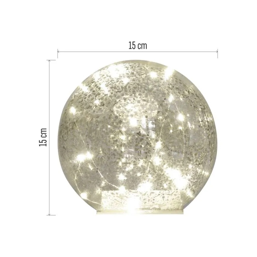 LED-Weihnachtsdekoration Kugel Ø 15 cm, 20× LED, 3× AA-Batterien