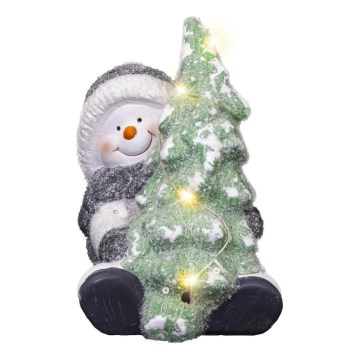 LED-Weihnachtsdekoration LED/2xLR44/warmweiβ Schneemann mit Baum