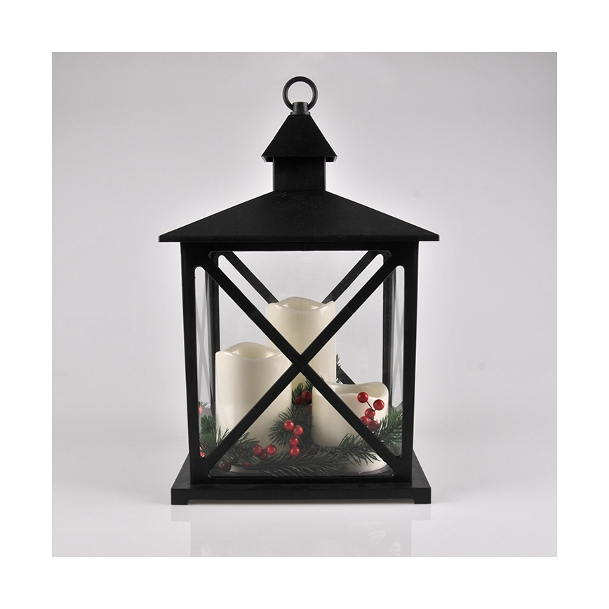 LED-Weihnachtsdekoration LED/3xAAA Laterne schwarze Kerzen