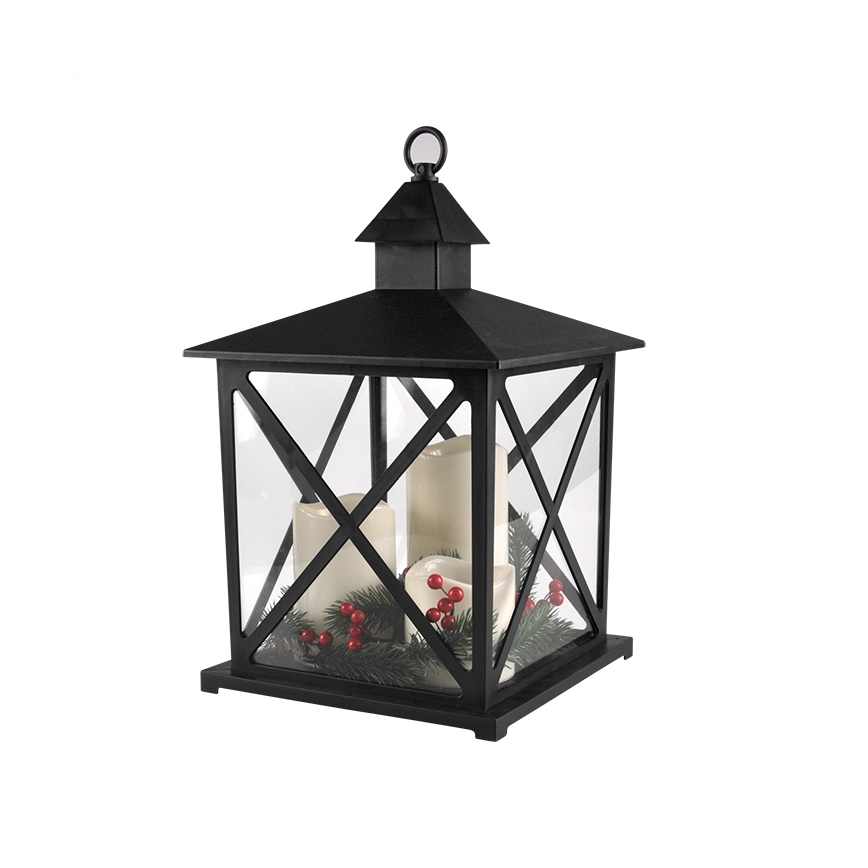LED-Weihnachtsdekoration LED/3xAAA Laterne schwarze Kerzen