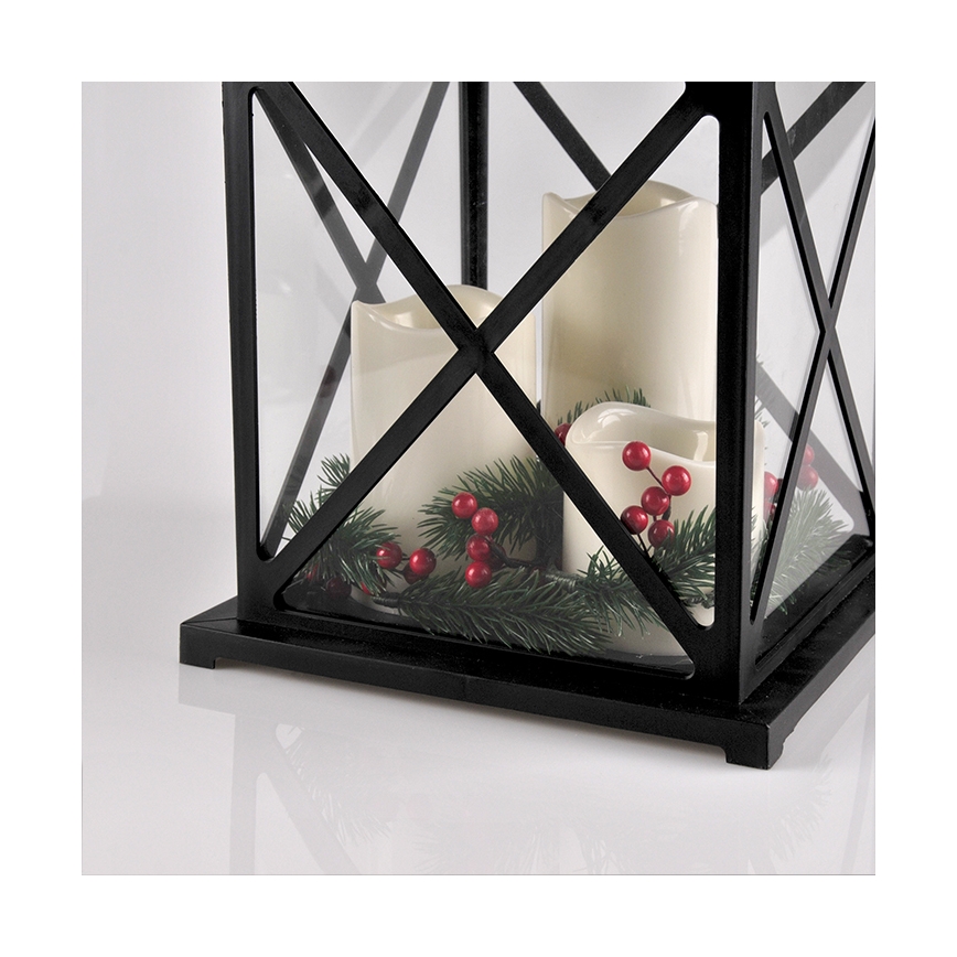 LED-Weihnachtsdekoration LED/3xAAA Laterne schwarze Kerzen