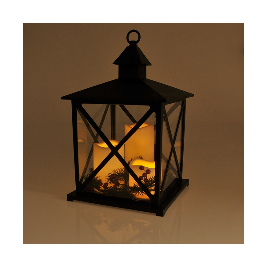 LED-Weihnachtsdekoration LED/3xAAA Laterne schwarze Kerzen
