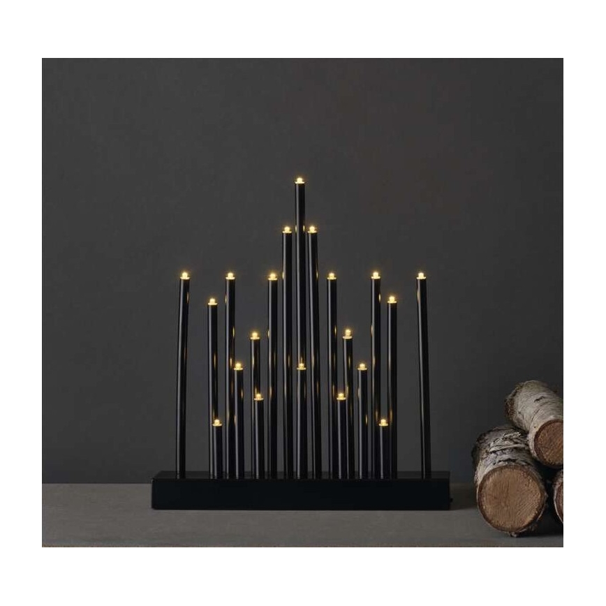 LED Weihnachtskerzenhalter 20xLED/3xAA schwarz