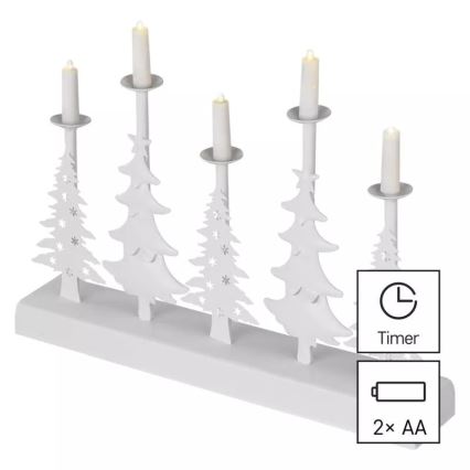 LED-Weihnachtskerzenhalter LED/2xAA weiß