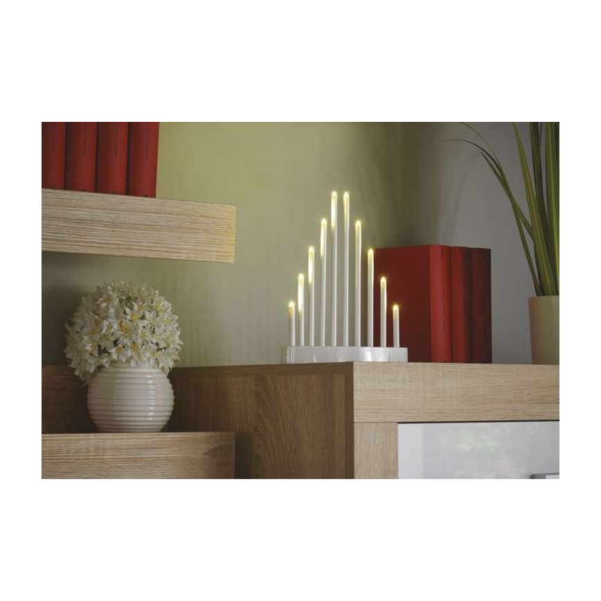 LED-Weihnachtskerzenständer 10xLED/3xAA weiß