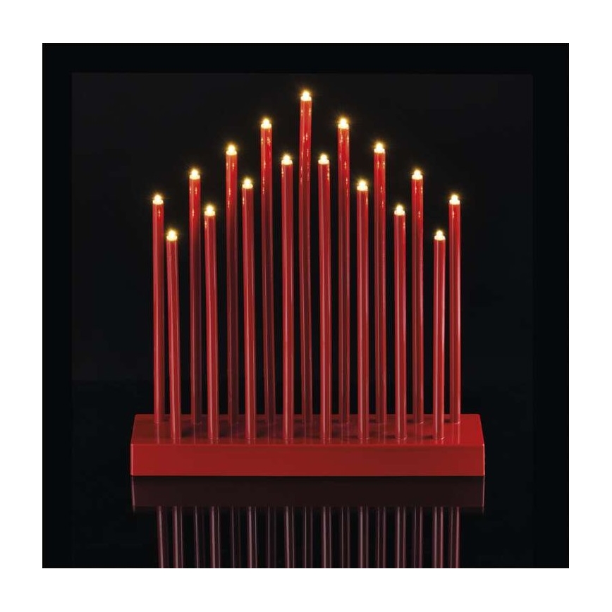 LED-Weihnachtskerzenständer 17xLED/3xAA rot
