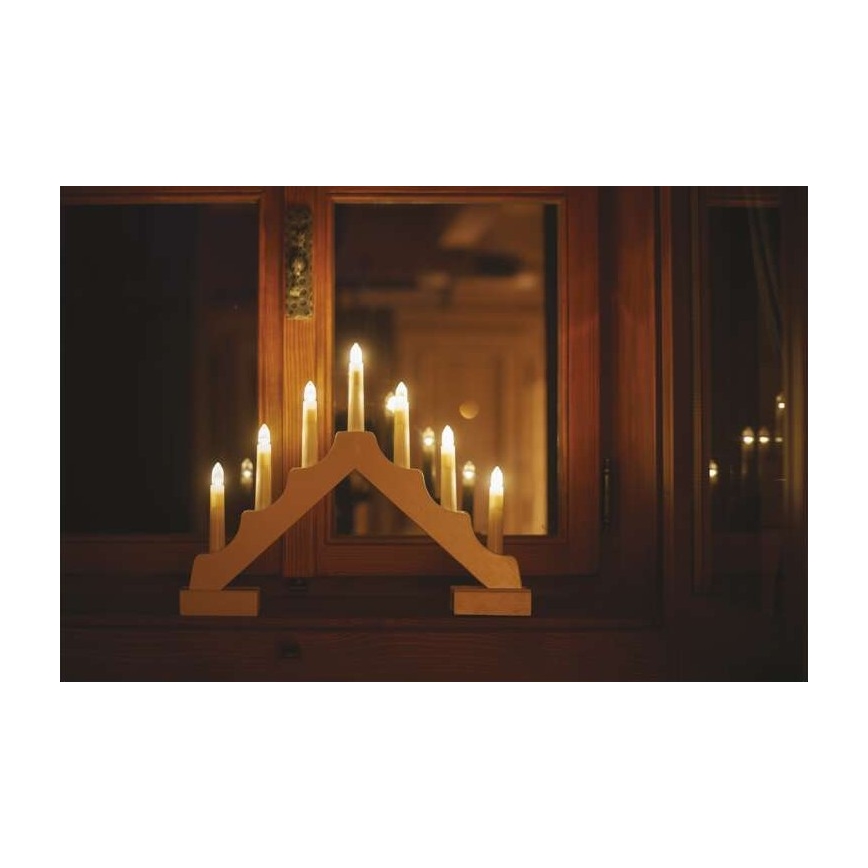 LED-Weihnachtskerzenständer 7xLED/2xAA beige