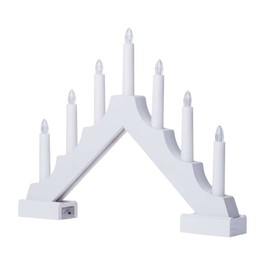 LED-Weihnachtskerzenständer 7xLED/2xAA weiß