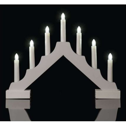 LED-Weihnachtskerzenständer 7xLED/2xAA weiß
