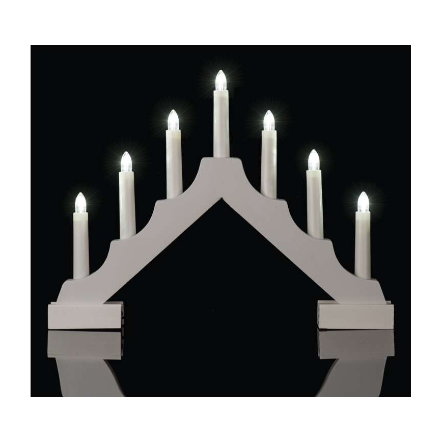 LED-Weihnachtskerzenständer 7xLED/2xAA weiß