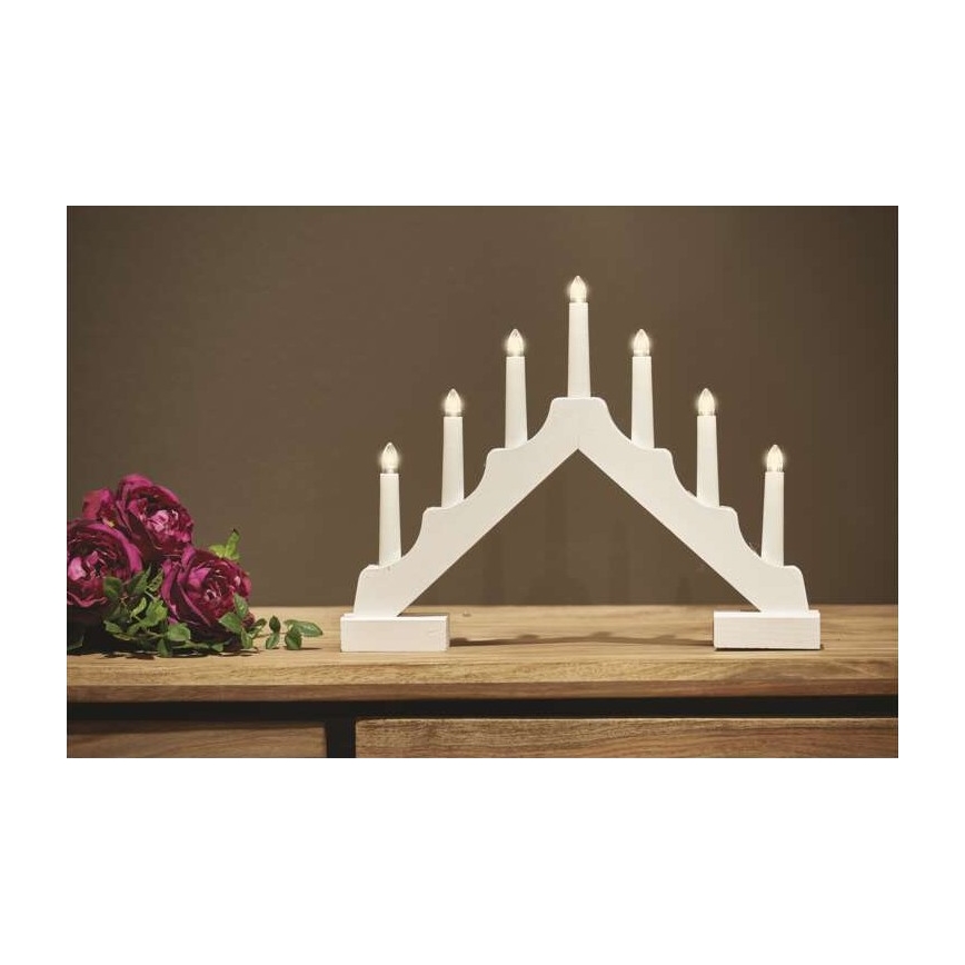 LED-Weihnachtskerzenständer 7xLED/2xAA weiß