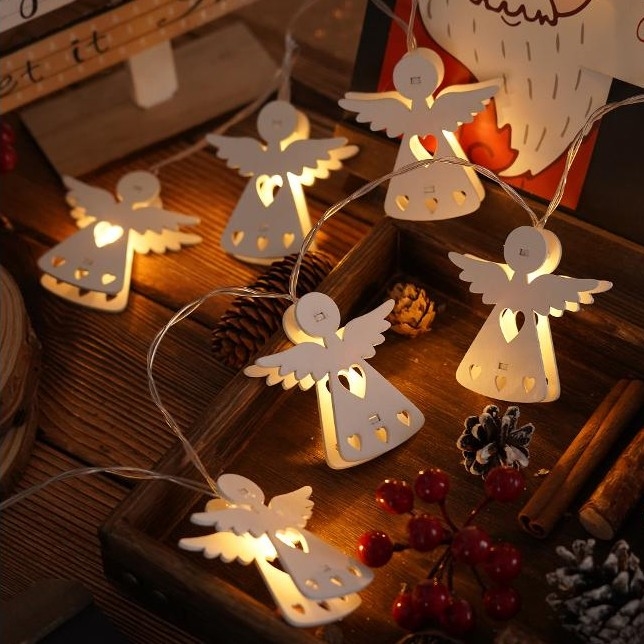 LED-Weihnachtskette 10xLED/2xAA/warmweiß 2m Engel