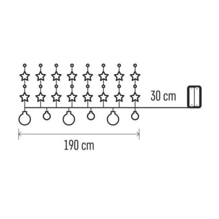 LED Weihnachtskette 20xLED/2xAA 2,2 m warmweiß