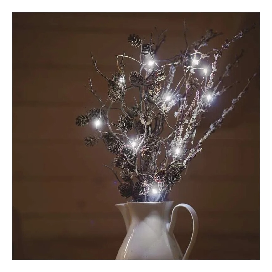 LED Weihnachtskette 20xLED/2xAA 2,4m kaltweiß