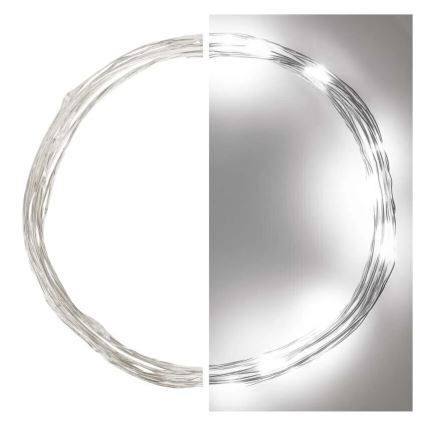 LED Weihnachtskette 20xLED/2xAA 2,4m kaltweiß
