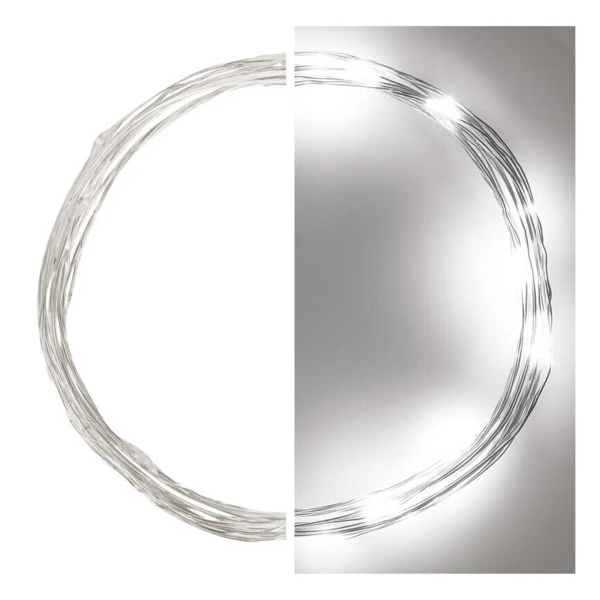 LED Weihnachtskette 20xLED/2xAA 2,4m kaltweiß