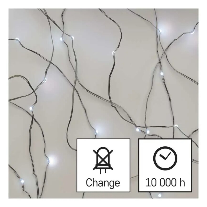 LED Weihnachtskette 20xLED/2xAA 2,4m kaltweiß