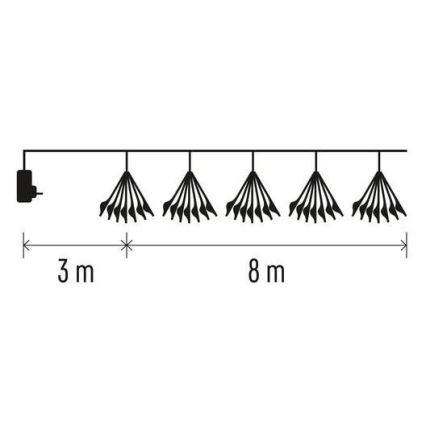 LED-Weihnachtskette 450 LEDs 8+3 m kaltweiß