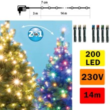LED Weihnachtskette für Außen 200xLED/230V IP44