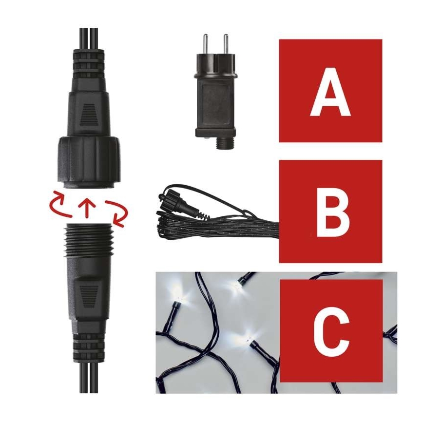 LED-Weihnachtskette für den Außenbereich 100xLED/15m IP44 kaltweiß