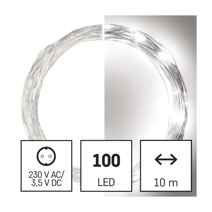 LED-Weihnachtskette für den Außenbereich 100xLED/15m IP44 kaltweiß