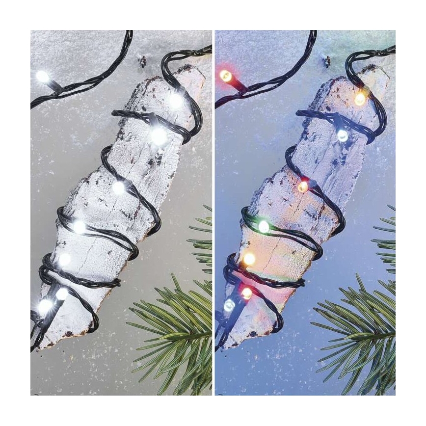 LED-Weihnachtskette für den Außenbereich 100xLED/8 Modi 15m IP44 kaltweiß/multicolor