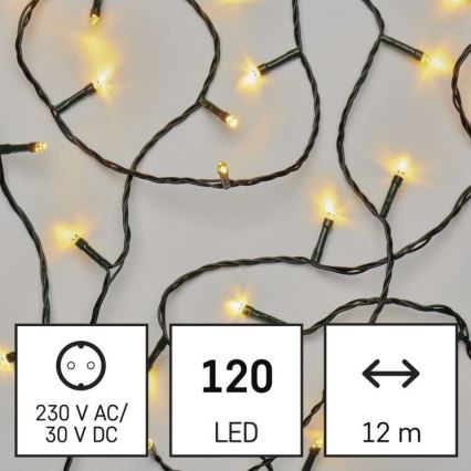 LED-Weihnachtskette für den Außenbereich 120xLED/8 Modi 17m IP44 warmweiß