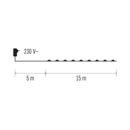 LED-Weihnachtskette für den Außenbereich 15 m 150xLED/3,6W/230V IP44