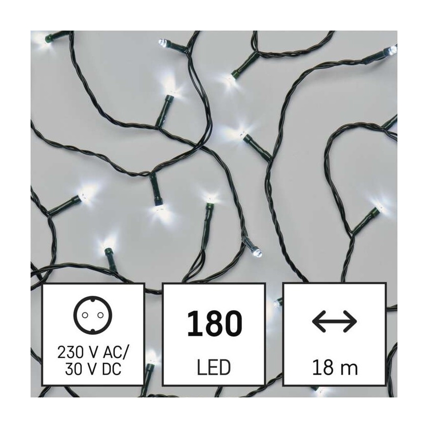 LED-Weihnachtskette für den Außenbereich 180xLED/8 Modi 23m IP44 kaltweiß