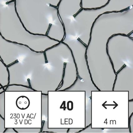 LED-Weihnachtskette für den Außenbereich 40xLED/9m IP44 kaltweiß