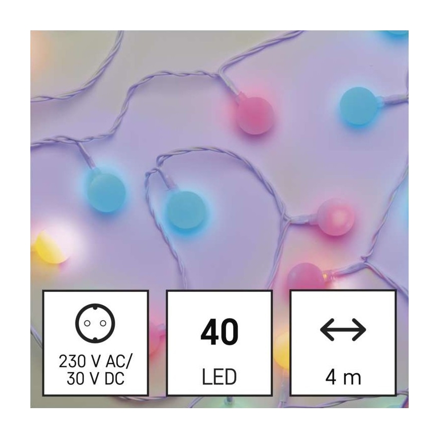 LED-Weihnachtskette für den Außenbereich 40xLED/9m IP44 multicolor