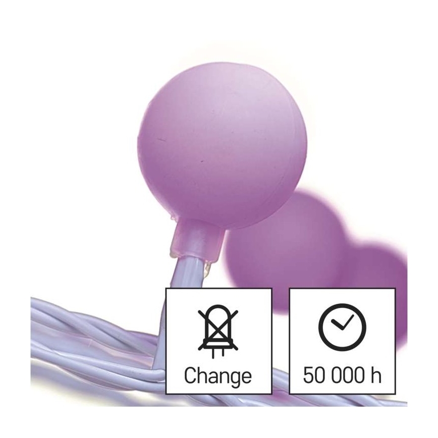 LED-Weihnachtskette für den Außenbereich 40xLED/9m IP44 rosa