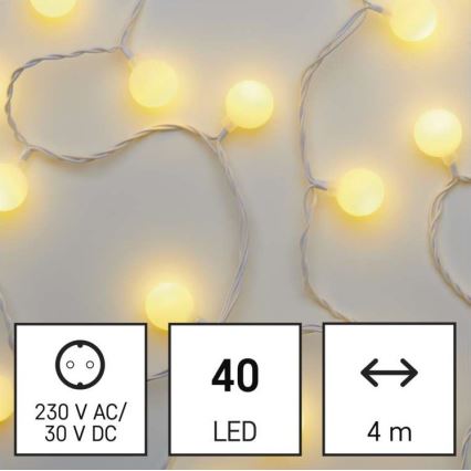 LED-Weihnachtskette für den Außenbereich 40xLED/9m IP44 warmweiß