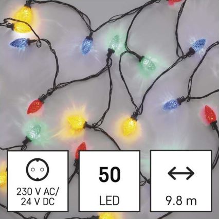 LED-Weihnachtskette für den Außenbereich 50xLED/8 Modi 14,8m IP44 multicolor