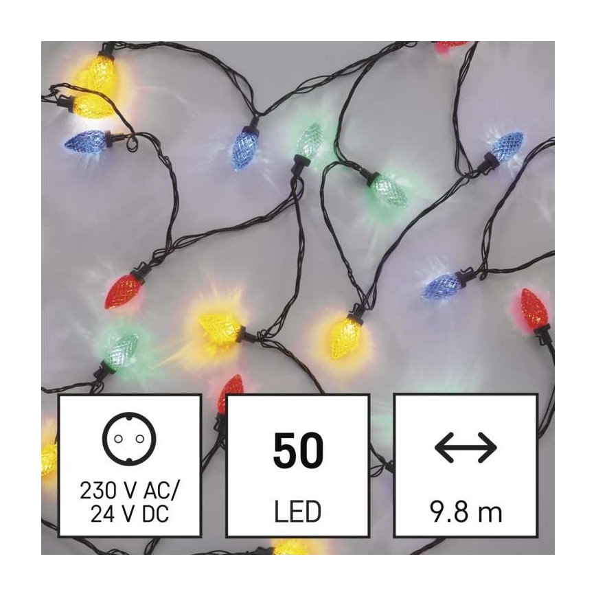 LED-Weihnachtskette für den Außenbereich 50xLED/8 Modi 14,8m IP44 multicolor