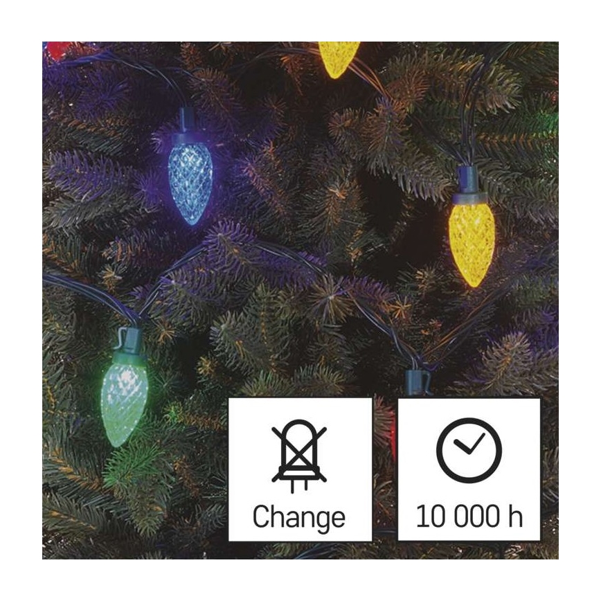 LED-Weihnachtskette für den Außenbereich 50xLED/8 Modi 14,8m IP44 multicolor