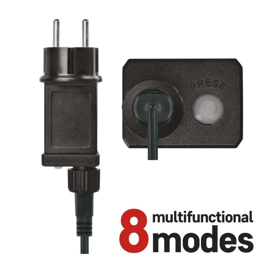 LED-Weihnachtskette für den Außenbereich 600xLED/8 Modi 15m IP44 kaltweiß