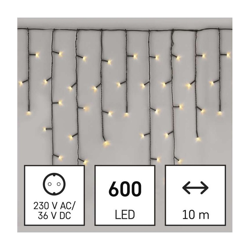 LED-Weihnachtskette für den Außenbereich 600xLED/8 Modi 15m IP44 warmweiß