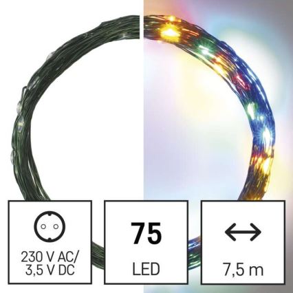 LED-Weihnachtskette für den Außenbereich 75xLED/12,5m IP44 multicolor